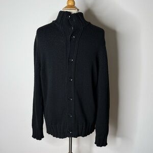 Zara Man Black Heavy Chunky Knit Cardigan Sweater